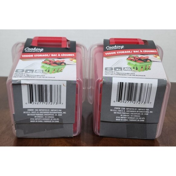 Cooking Concepts Veggie Storage Fruit Container Freezer Dishwasher Safe Set of 2 - Picture 4 of 4